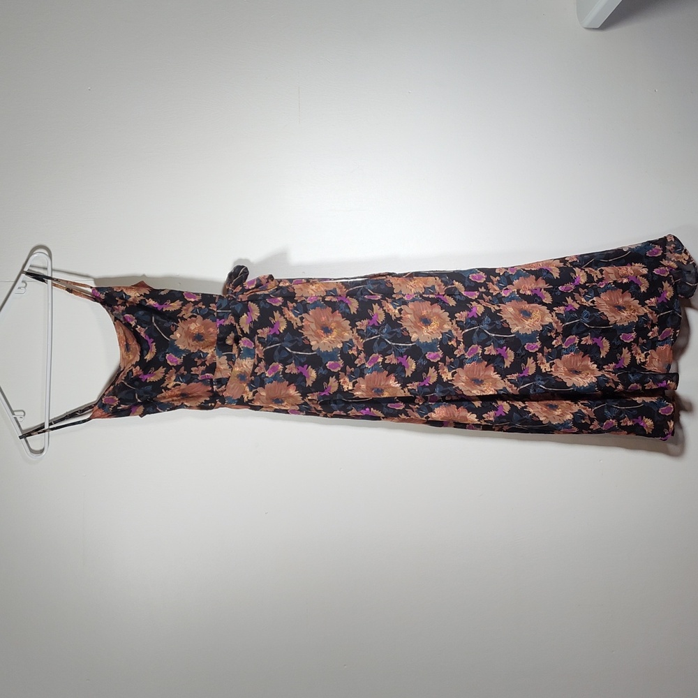 Lulus Dramatic Darling Black Floral Print Cowl Faux Wrap Maxi Dress XS - Picture 4 of 12